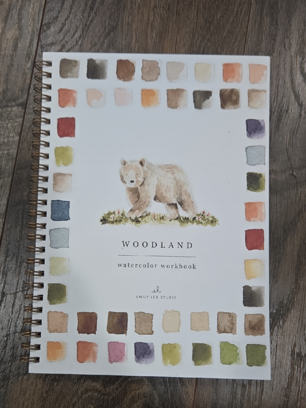 Woodland Watercolor Workbook - Bear Cover (White with Multicolor Accents)